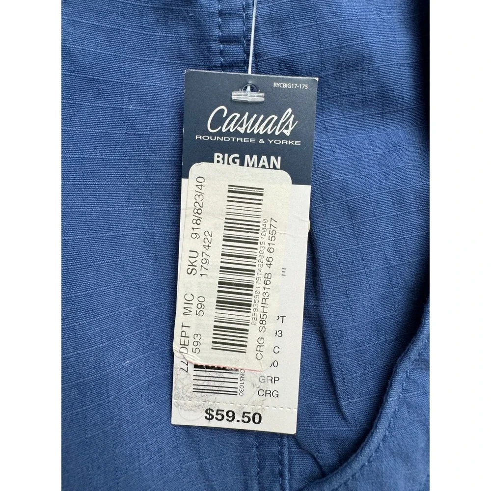 Roundtree & Yorke Casuals Big Man Blue Cargo Shorts 46 Ripstop
